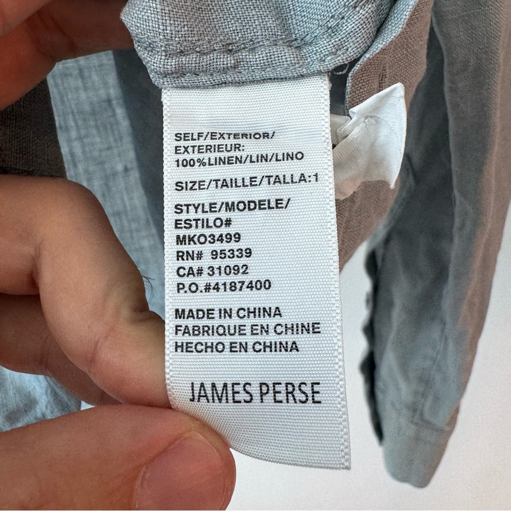 James Perse Linen Long Sleeve Button Down Shirt - Picture 3 of 4